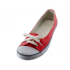 SS0580L-R - Wholesale Women "EasyUSA" Lace Up Canvas Shoe ( *Red Color ) *Last 2 Case